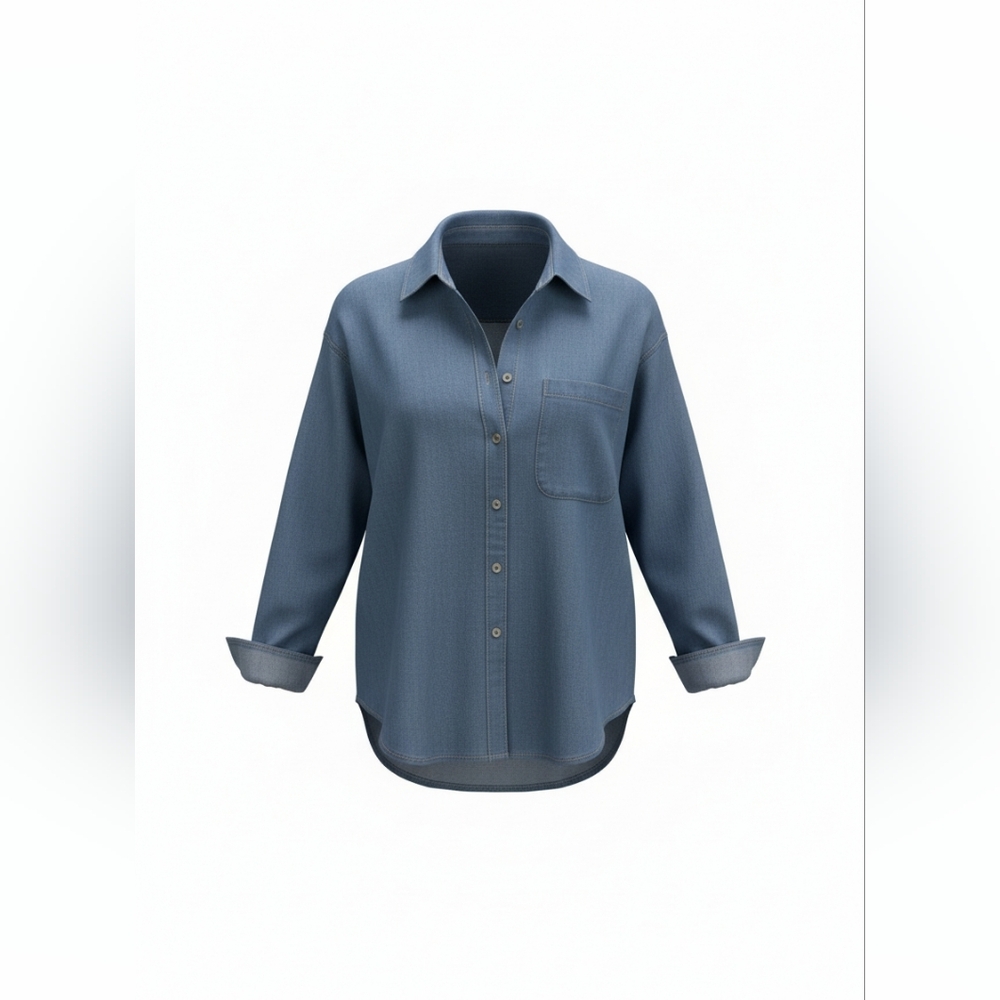 LOFT Woman's Button-Down Shirt in Slate Blue Size M